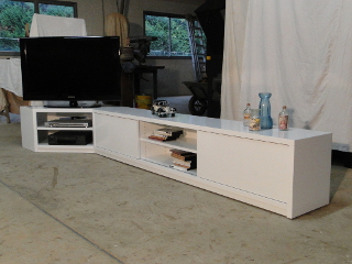 meuble de tv pour angle d'appartement laqu blanc